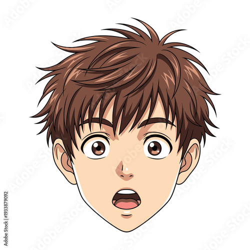 Anime Boy Face Expressing Shock and Surprise.