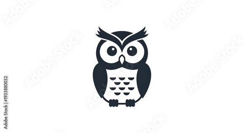 Simple yet striking graphic illustration of a stylized owl, embodying wisdom, knowledge, and nocturnal nature in a clean, modern vector design
