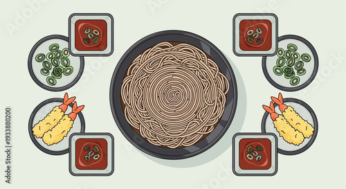 Soba Noodles with Tempura and Dipping Sauce