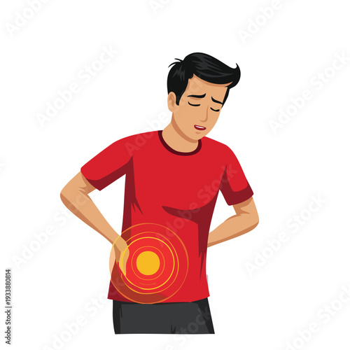 Man experiencing abdominal pain illustration