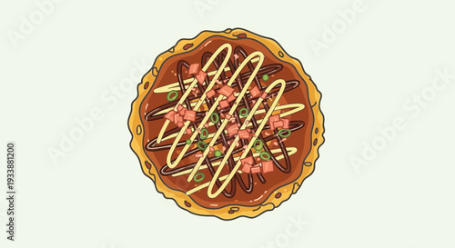 Japanese Okonomiyaki Food Illustration