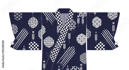 Japanese Kimono Pattern: Geometric and Arrow Designs