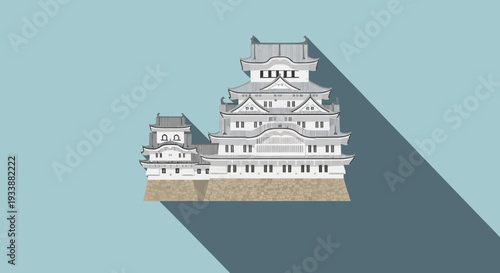 Himeji Castle Illustration - Japanese Landmark Flat Design