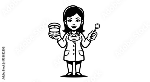 Female Scientist Holding Beaker and Spoon.