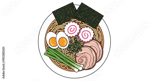 Japanese Ramen Bowl Illustration - Delicious Noodle Soup