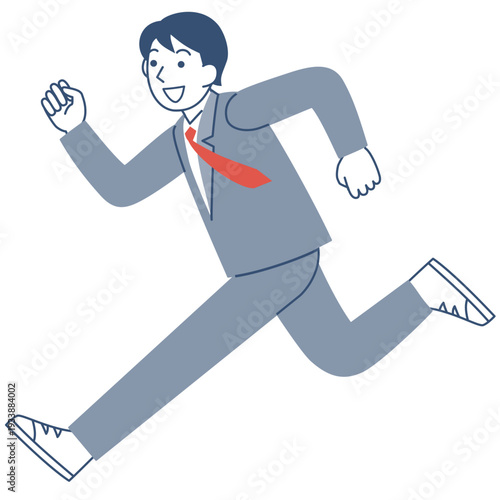 走る笑顔の男子学生