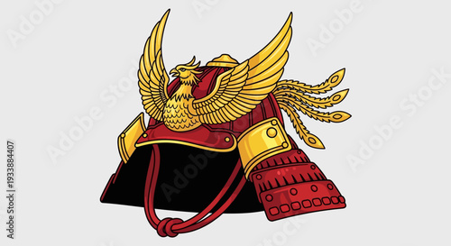 Samurai Helmet with Golden Phoenix Emblem