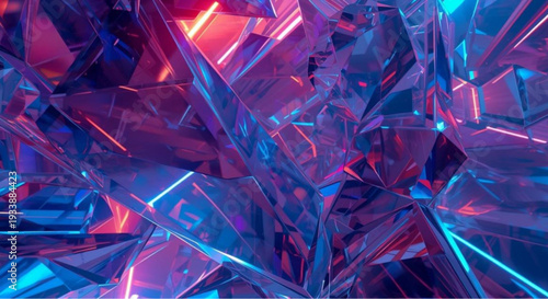 Vibrant crystal shards in neon light
