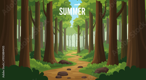 Summer Forest Path
Meadow with Tall Trees and Green Foliage