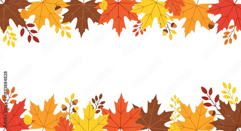 Fototapeta premium Autumn Leaves Border - Fall Season Background with Maple Foliage