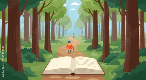 Open Book Path in Forest, Reading Adventure