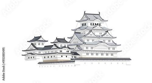 Himeji Castle Pixel Art Illustration