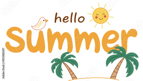 Hello summer vacation tropical palm trees sunny day illustration tree sun beach