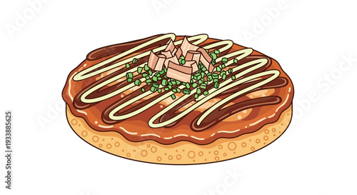 Okonomiyaki Japanese savory pancake with toppings
