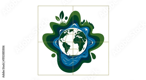 Celebrating Earth Day with a vibrant illustration of planet earth surrounded by green energy, symbolizing climate action and environmental protection for a sustainable future