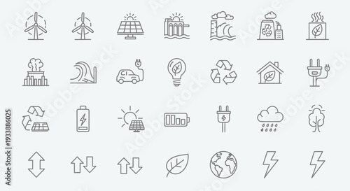 Sustainable Development Icons Representing Eco-Friendly Concepts for Earth Day and Environmental Protection