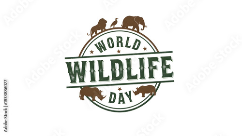 World Wildlife Day logo with animals and green text
