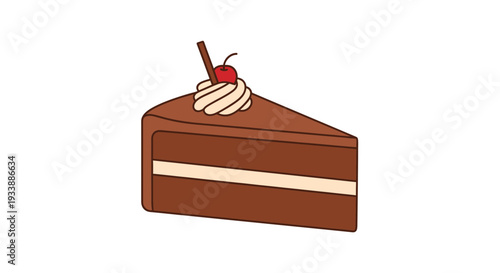 A chocolate cupcake with vanilla frosting and cherry on top, viewed from the side