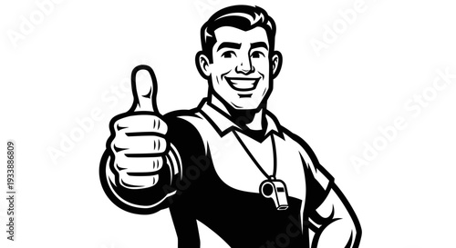Man Giving Thumbs Up Gesture Cartoon.