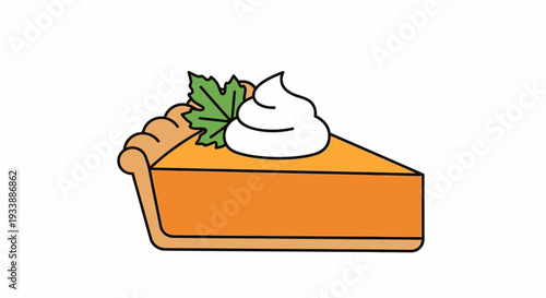 Delicious homemade pumpkin pie slice topped with fluffy whipped cream and a delicate autumn leaf, symbolizing cozy fall gatherings and holiday dessert traditions