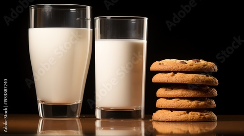 Wallpaper Mural Glasses of Milk with Stack of Chocolate Chip Cookies Torontodigital.ca