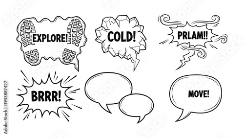 Dynamic Dialogue: Explore the vibrant world of graphic speech bubbles, each poised to convey a range of emotions and statements. 