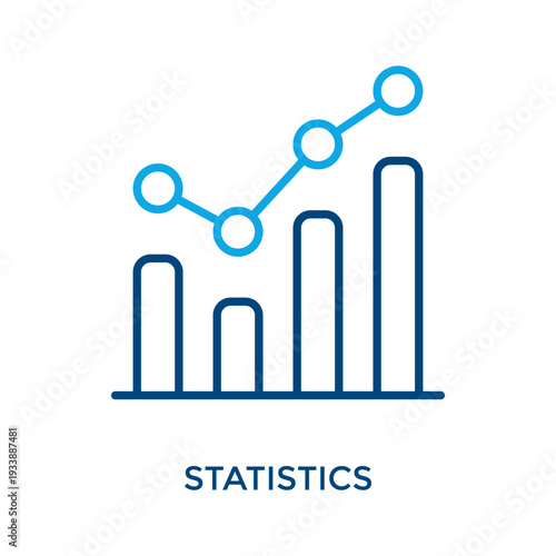 Statistics Icon Outline Color Style. Vector Illustration For Graphic Design