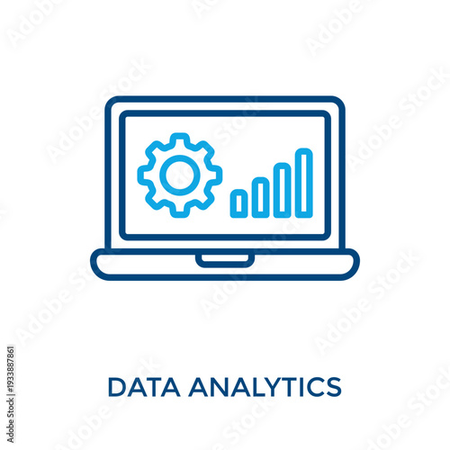 Data Analytics Icon Outline Color Style. Vector Illustration For Graphic Design