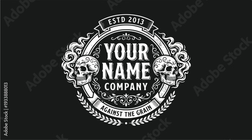 Vintage Skull Emblem Logo Design for Company.