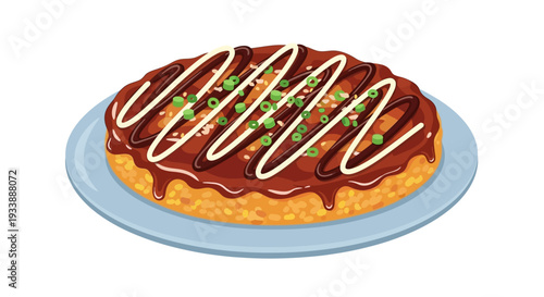 Okonomiyaki Japanese Savory Pancake with Toppings