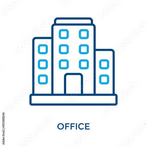 Office Icon Outline Color Style. Vector Illustration For Graphic Design