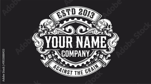 Vintage Skull Company Logo Emblem Design.