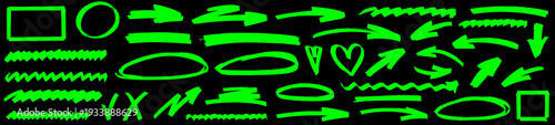 Fresh highlight and marker emphasize underline and circle, highlight and marker bring energy to line, brush, pen, mark and highlighter style.