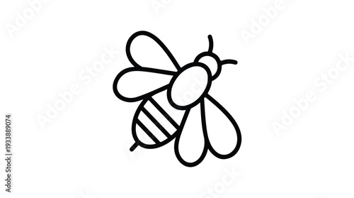 Simple Line Art Illustration of a Bee.