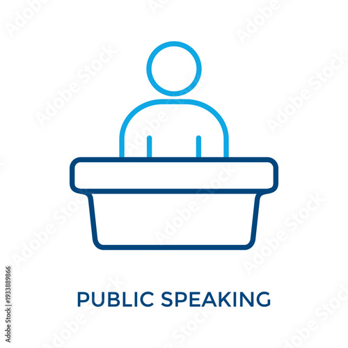 Public Speaking Icon Outline Color Style. Vector Illustration For Graphic Design