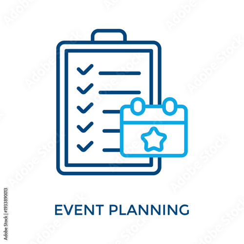Event Planning Icon Outline Color Style. Vector Illustration For Graphic Design