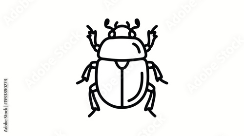 Simple Line Art Icon of a Beetle Insect.