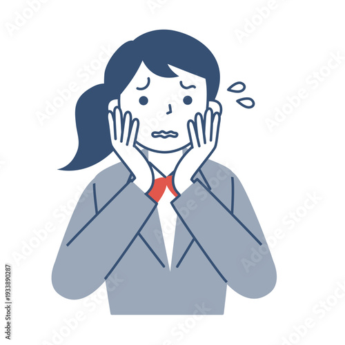 困った表情の女子学生の上半身