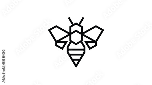 Geometric Bee Icon Minimalist Line Art.