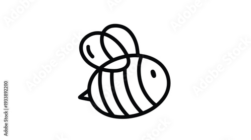 Cute Hand Drawn Bee Illustration Simple Line Art.