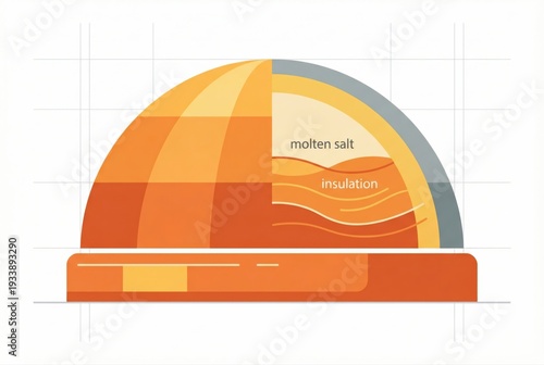 Conceptually designed energy storage system featuring molten salt insulation representing innovative thermal management and sustainable technology for future energy solutions