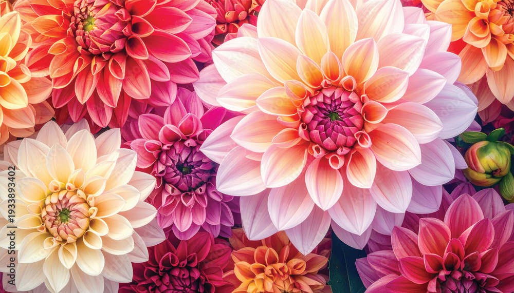 Obraz premium A colorful chrysanthemum and dahlia flower background, perfect as a vibrant mobile wallpaper
