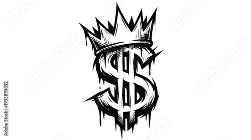 Dollar Sign Crown Graffiti Art.