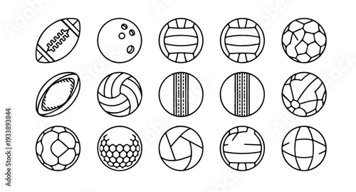 Sports balls icon set. Vector illustration