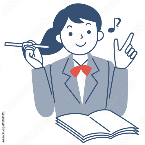 笑顔で勉強する女子学生の上半身