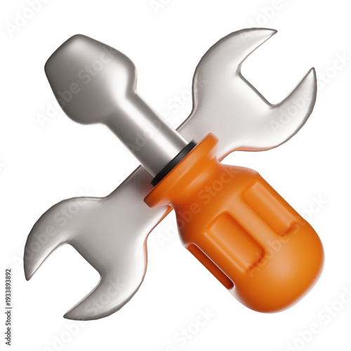 3d wrench and screwdriver repairing tools icon