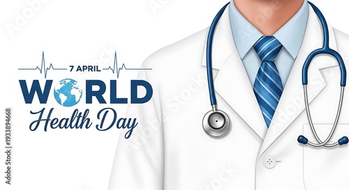World health day celebration with doctor and stethoscope