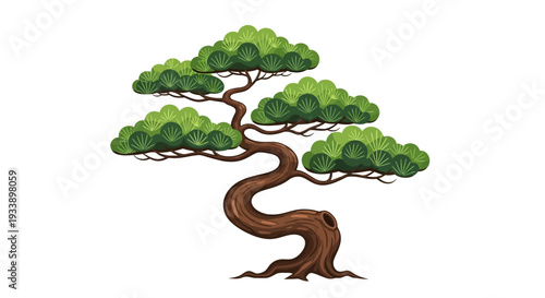 Stylized Bonsai Tree Illustration