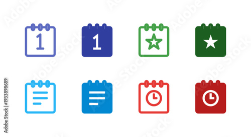 Flat Colored Date Star Schedule Deadline Icon Set for Planning Interface