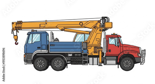 Heavy Duty Construction Crane Truck Vehicle Illustration.